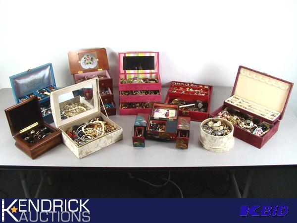HUGE Lot of Costume Jewelry in 9 Jewelry Boxes