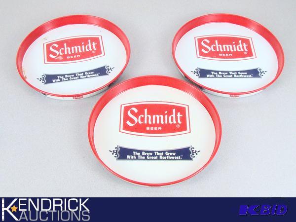 3 Vintage Schmidt Beer Metal Trays