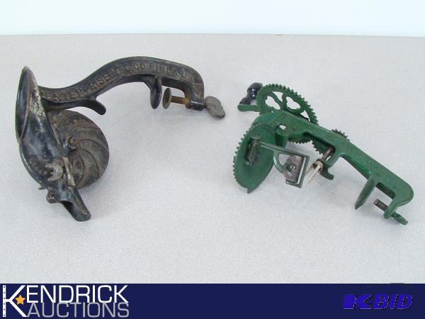 2 Antique Cast Iron Hand Crank Fruit Tools