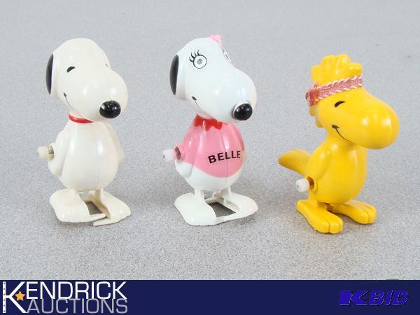 3 Vintage 70s Snoopy Wind-Up Toys