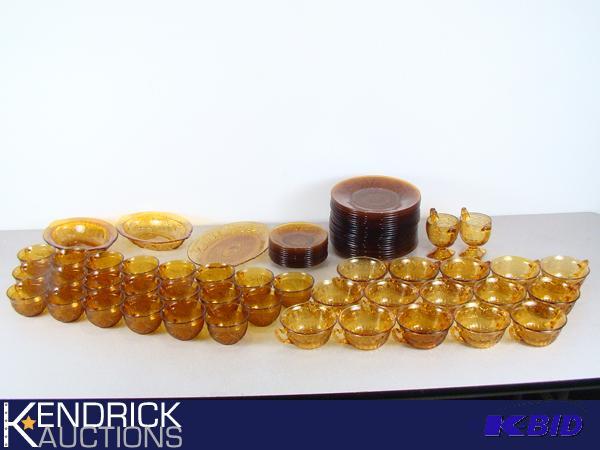 73 Piece Amber Depression Glass Dish Set