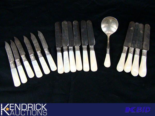 Mother of Pearl Handled Knives, and Serving Spoon
