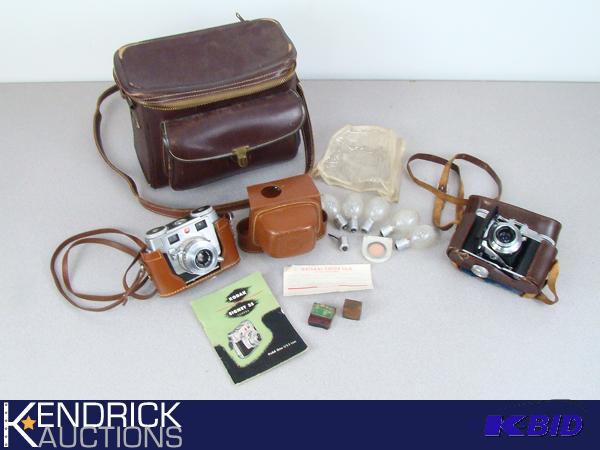Vintage Kodak Signet 35, and Voigtlander Vito II Cameras, and Accessories
