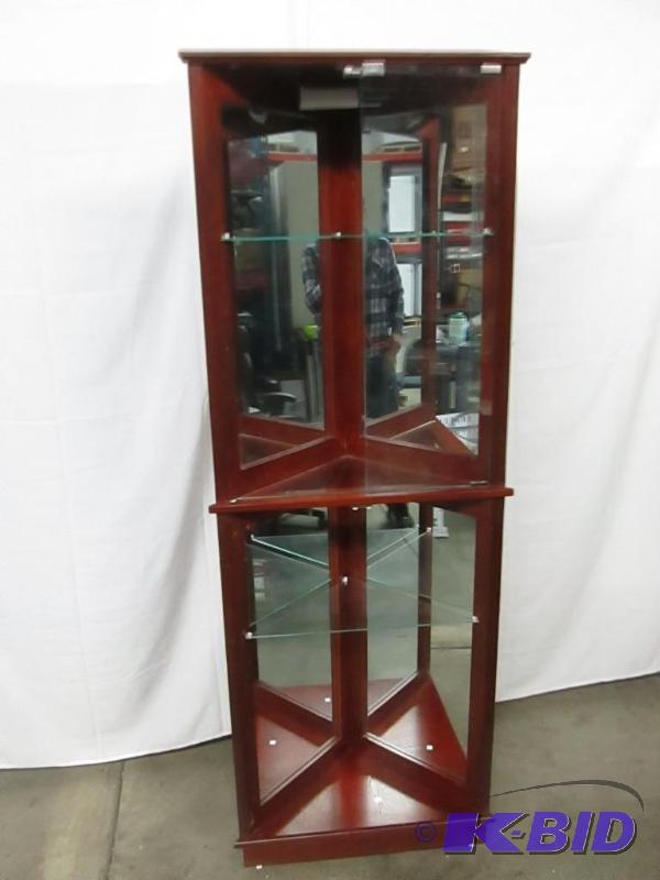 Alcove 3-Sided Corner Curio Cabinet - Walnut