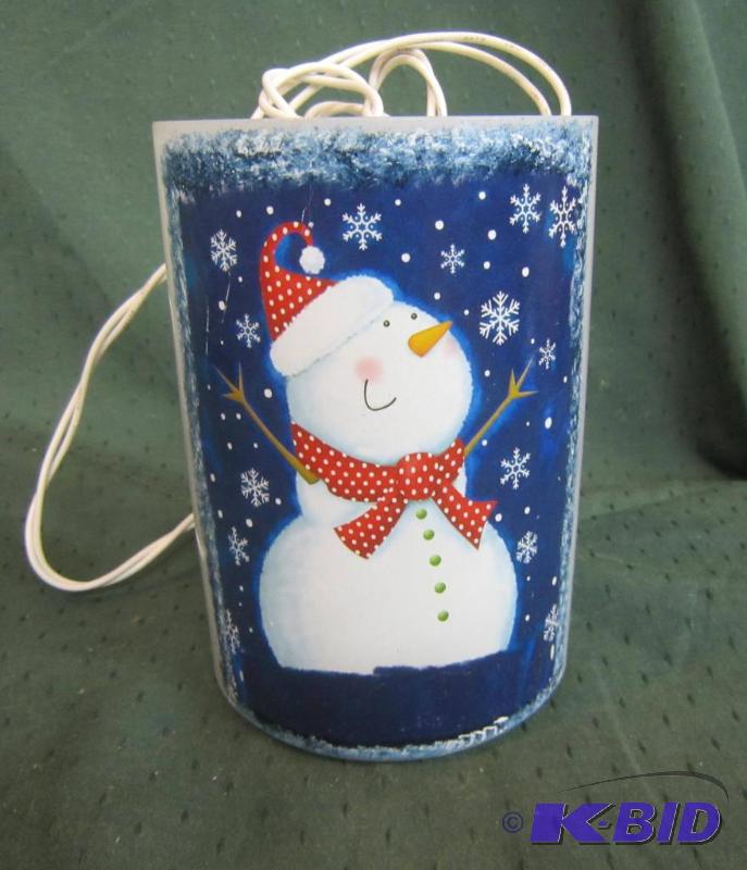 NEW  Lighted Snowman Glass Vase