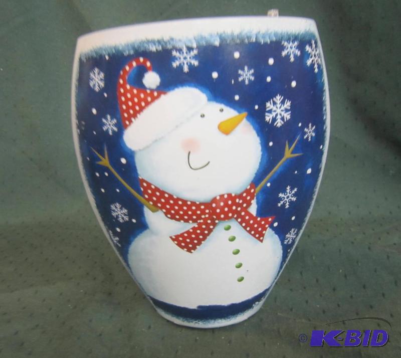NEW  Lighted Snowman Glass Vase