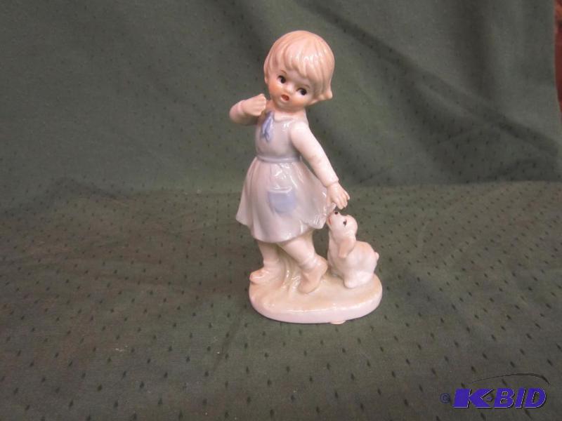 Collectible Porcelain Figurine Girl with Dog