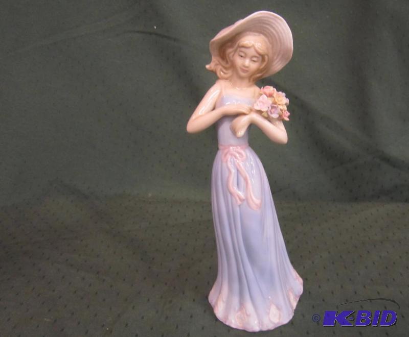 Collectible Porcelain Figurine Girl Gathering Flowers House of Lloyd