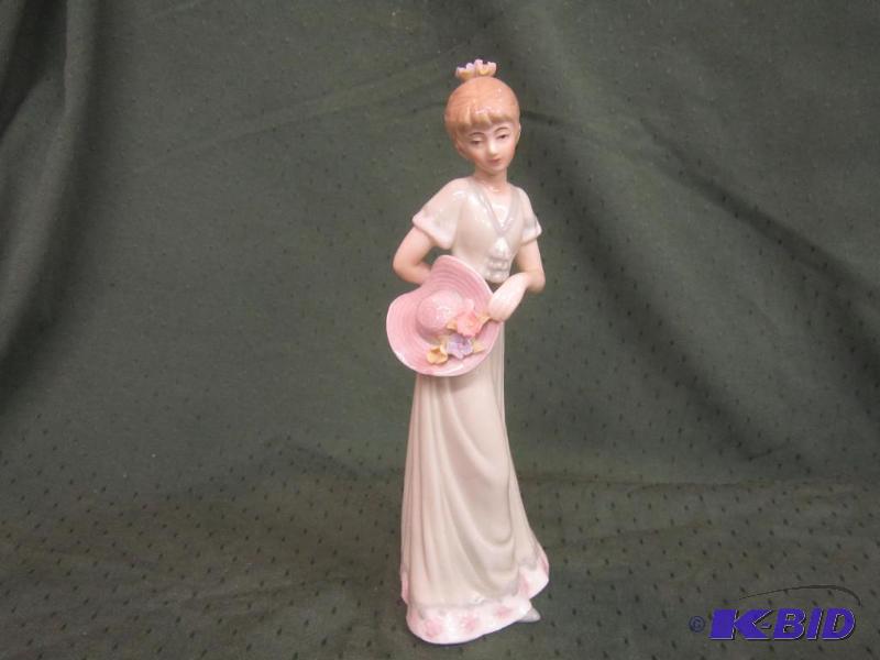 Collectible Porcelain Figurine Girl with Hat and Flowers Garden Party Figurine House of Lloyd