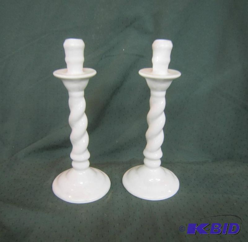 White Porcelain pair of Candle Holders