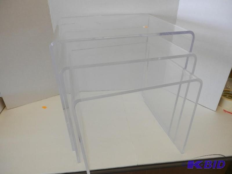Clear vinyl benchesstands.