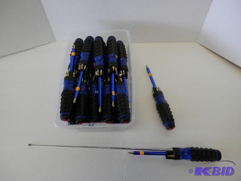 Lot of 25 New Multi-use Screwdrivers with LED light and magnet