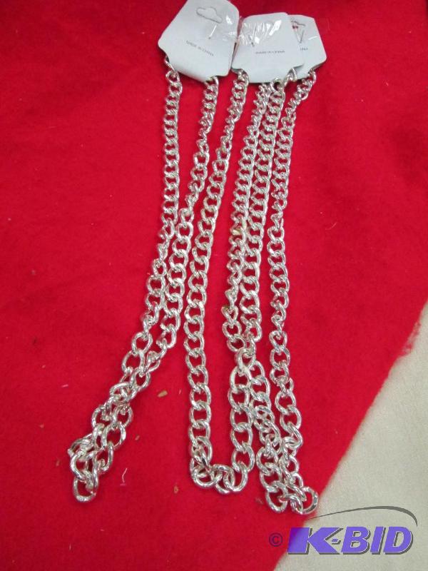 lot 129 image: Qty 3 Silver chain necklace...