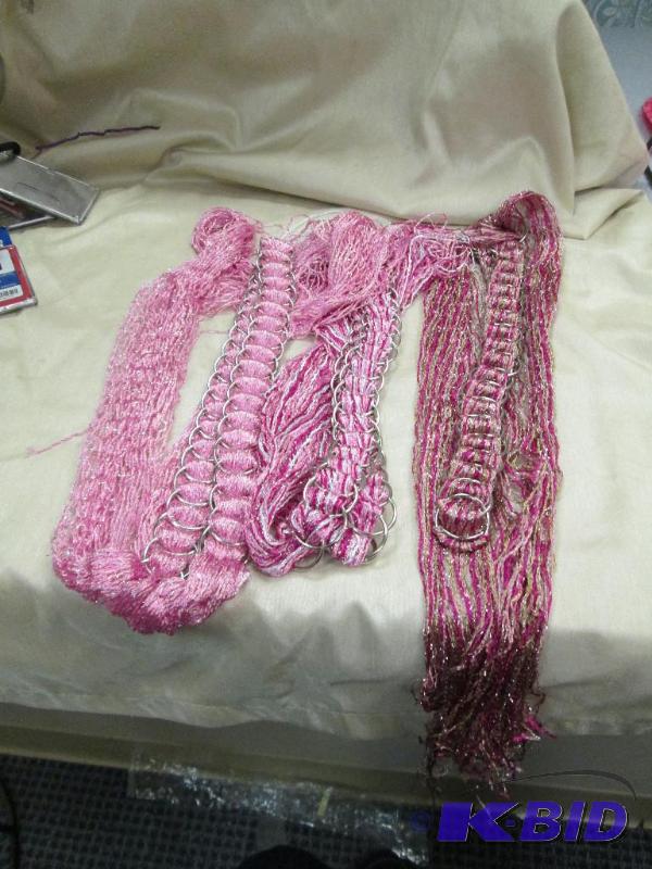 lot 134 image: Qty 2 belts White, Pink, and gold...