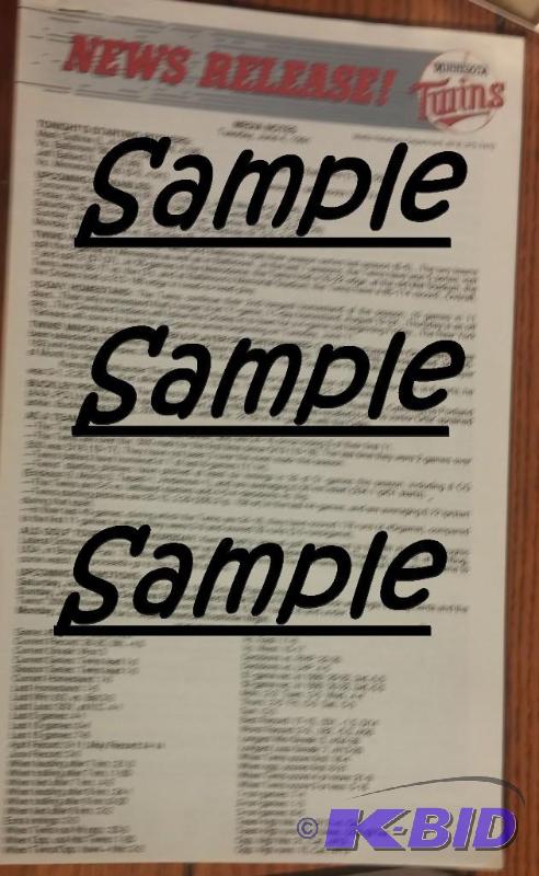 Lot of 5 Minnesota Twins News Releases 1991 N...