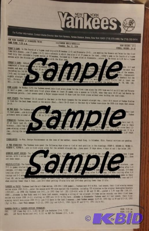 Lot of 5 Opposing Teams News Releases 1994 No...