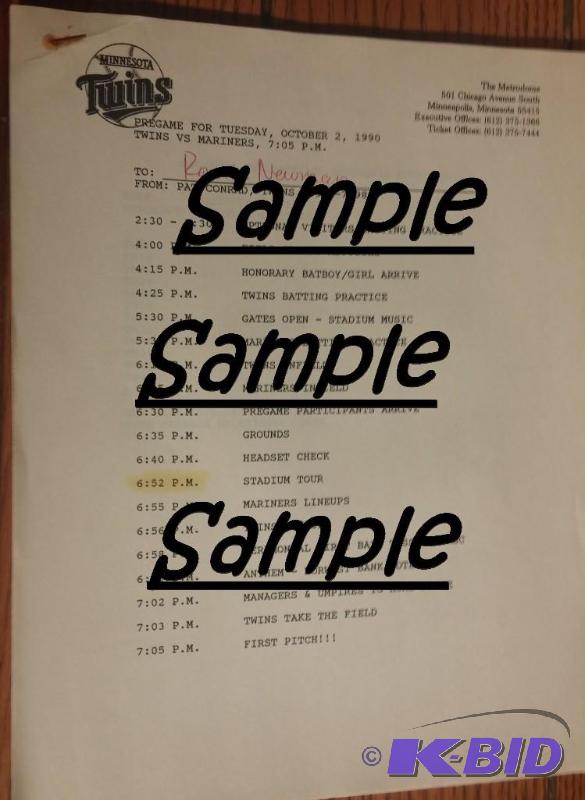 Lot of 10 Minnesota Twins Scripts 1985 No Dup...
