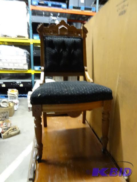 Antique Carved Wood Chair Upohlstered...