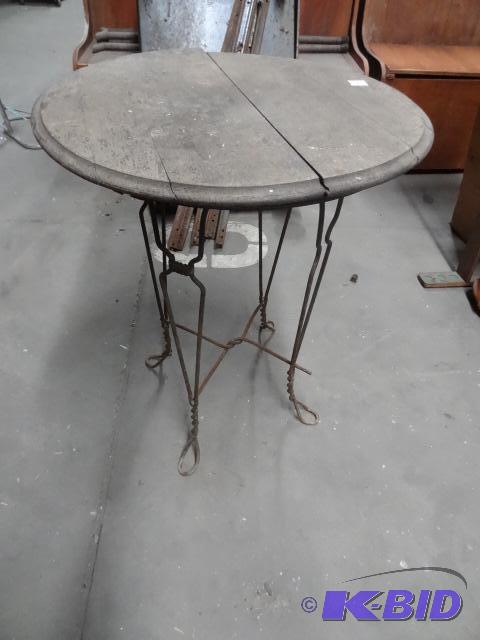 VIntage Metal Framed Table with Wood TOp...