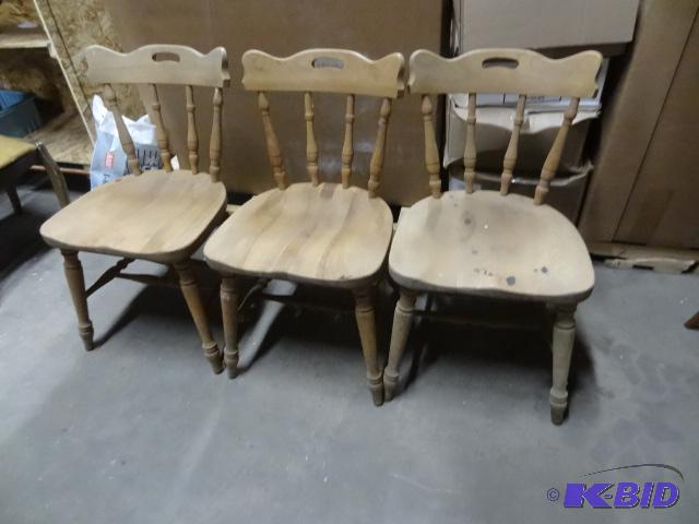 3 Vintage Solid Wood Chaird. L.B. Herbst...