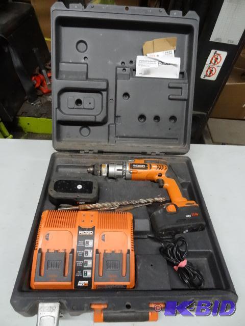 Ridgid 18 volt hammer drill. 2 batteries and ...