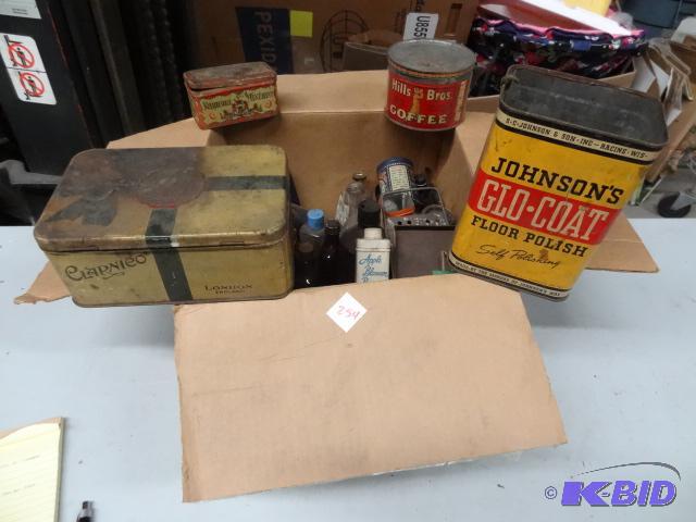 Box of misc tins and bottles...