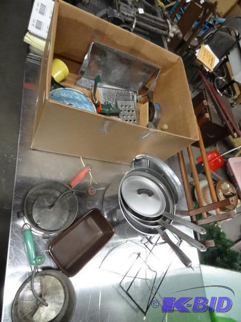 Box of Misc VintageAntique Pots and Pans and...