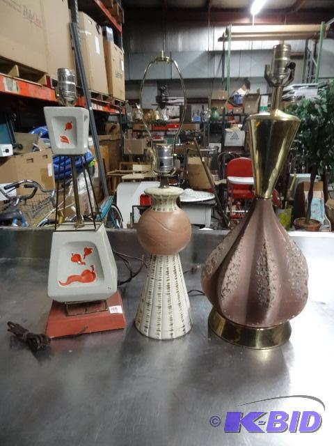 3 Vintage Lamps No Shades 22-23&quot Tall...