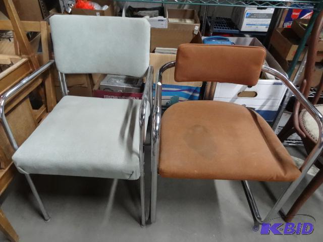 2 Vintage Metal Framed Chairs...