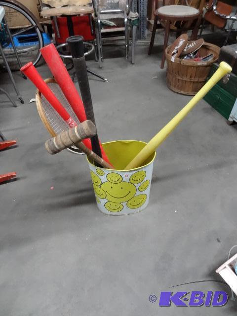 Metal trash Can. Misc Sports Equipment...