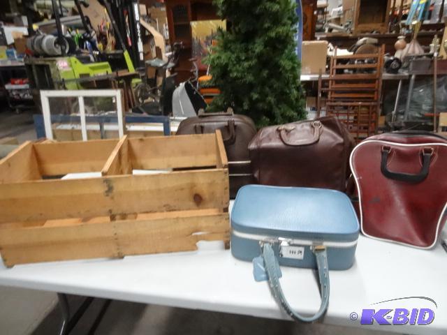 2 Bowling Bags, Carry on Bag, Wood Crate...