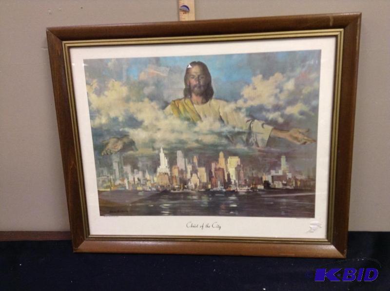 lot 30 image: Christ of the City print framed