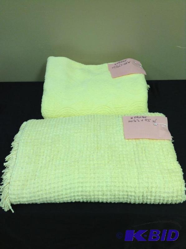 lot 41 image: Lot of two yellow chenille bedspreads