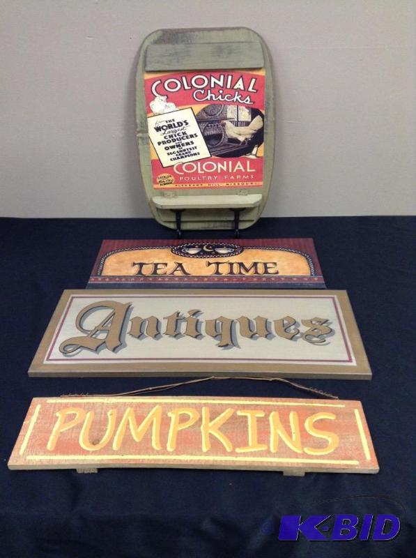 lot 65 image: Four Wood Signs