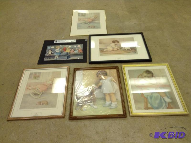 lot 75 image: Lot of Bessie Pease Gutmann prints and a metal sign