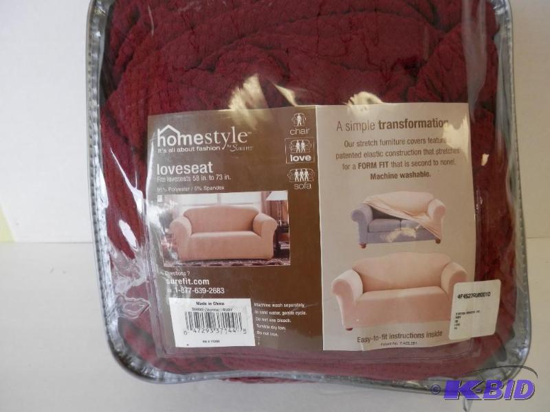 Homestyle Sure Fit Stretch Spencer Ruby Loveseat cover