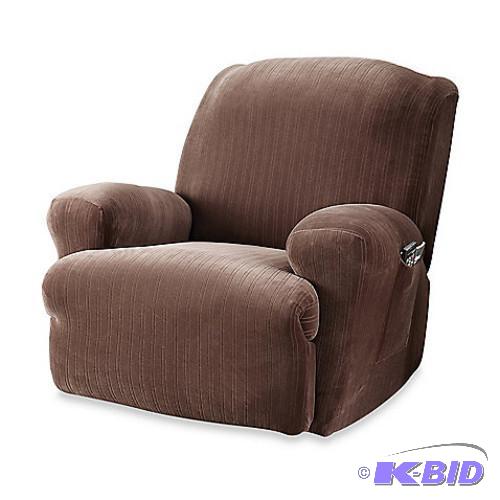 Sure Fit Stretch Pinstripe Recliner Slipcover, Chocolate
