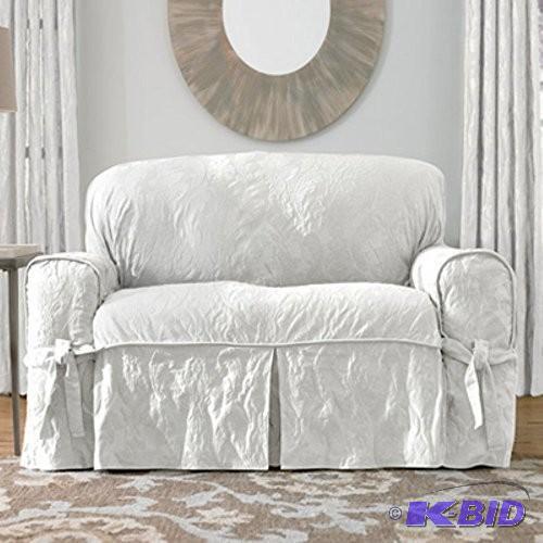 Sure Fit Matelasse Damask 1-Pc Sofa-White