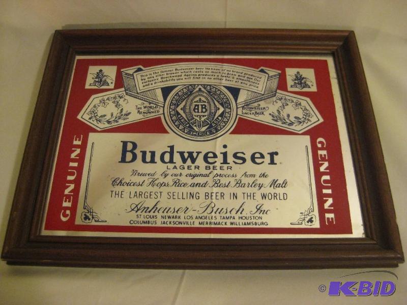 Vintage Budweiser Mirror 13 1/2