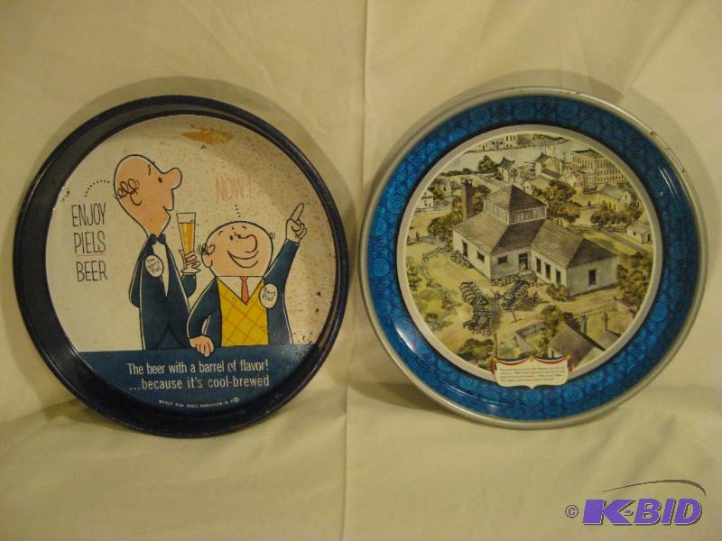 lot 14 image: Lot of 2 Beer Trays 1957 Piels and 1976 Pabst...