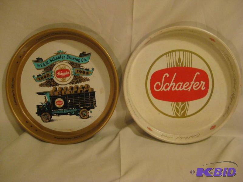lot 17 image: Lot of 2 Beer Trays Vintage Schaefer Beer...