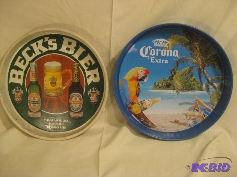 lot 18 image: Lot of 2 Beer Trays Becks and Corona Beer...