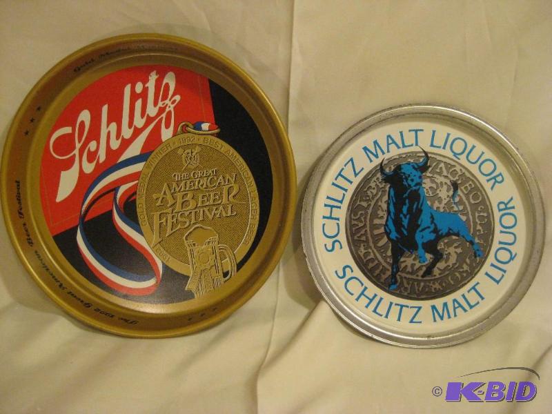 lot 19 image: Lot of 2 Beer Trays Schlitz Beer...