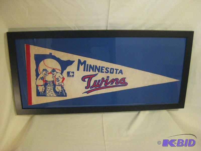 lot 2 image: 1969 Twins Pennant Professionally framed...