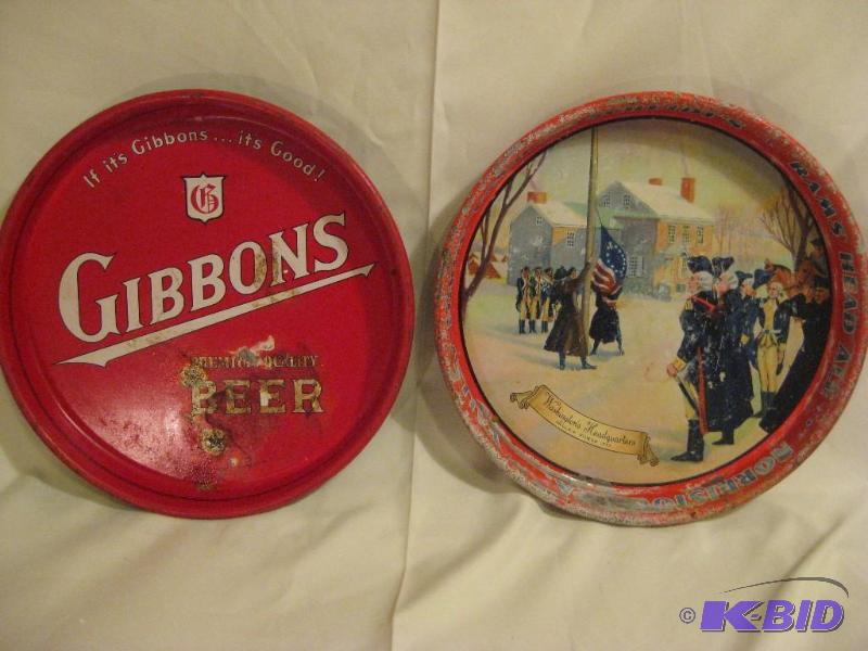 lot 20 image: Lot of 2 Beer Trays Gibbons and Schmidt Beer...