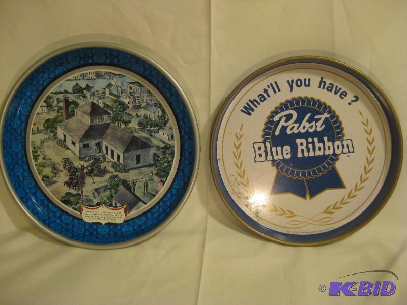 lot 26 image: Lot of 2 Beer Trays Pabst Blue Ribbon Beer...