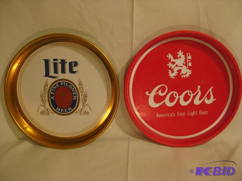 lot 27 image: Lot of 2 Beer Trays Lite Beer and Coors Light...
