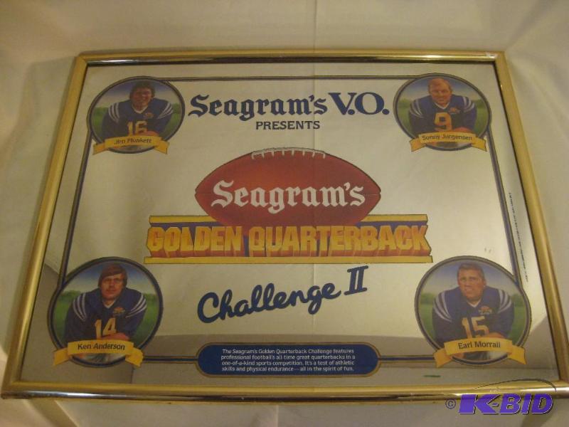 lot 3 image: Vintage Seagrams Golden QB Mirror with Sonny...