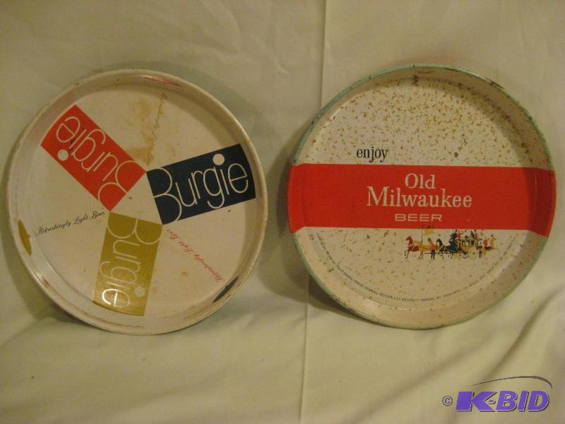 lot 39 image: Lot of 2 Beer Trays Burgie And Old Milwaukee ...