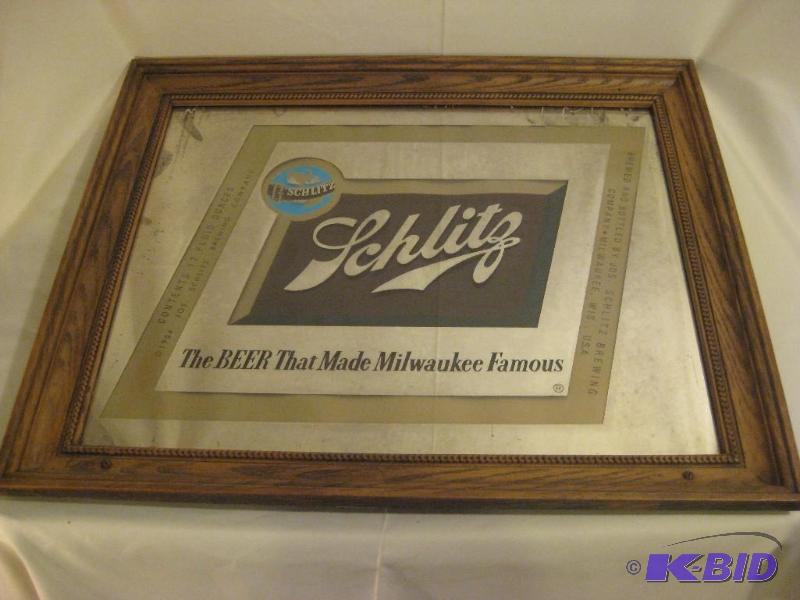 lot 4 image: 1970s Schlitz Mirror 23&quot X 19&quot...